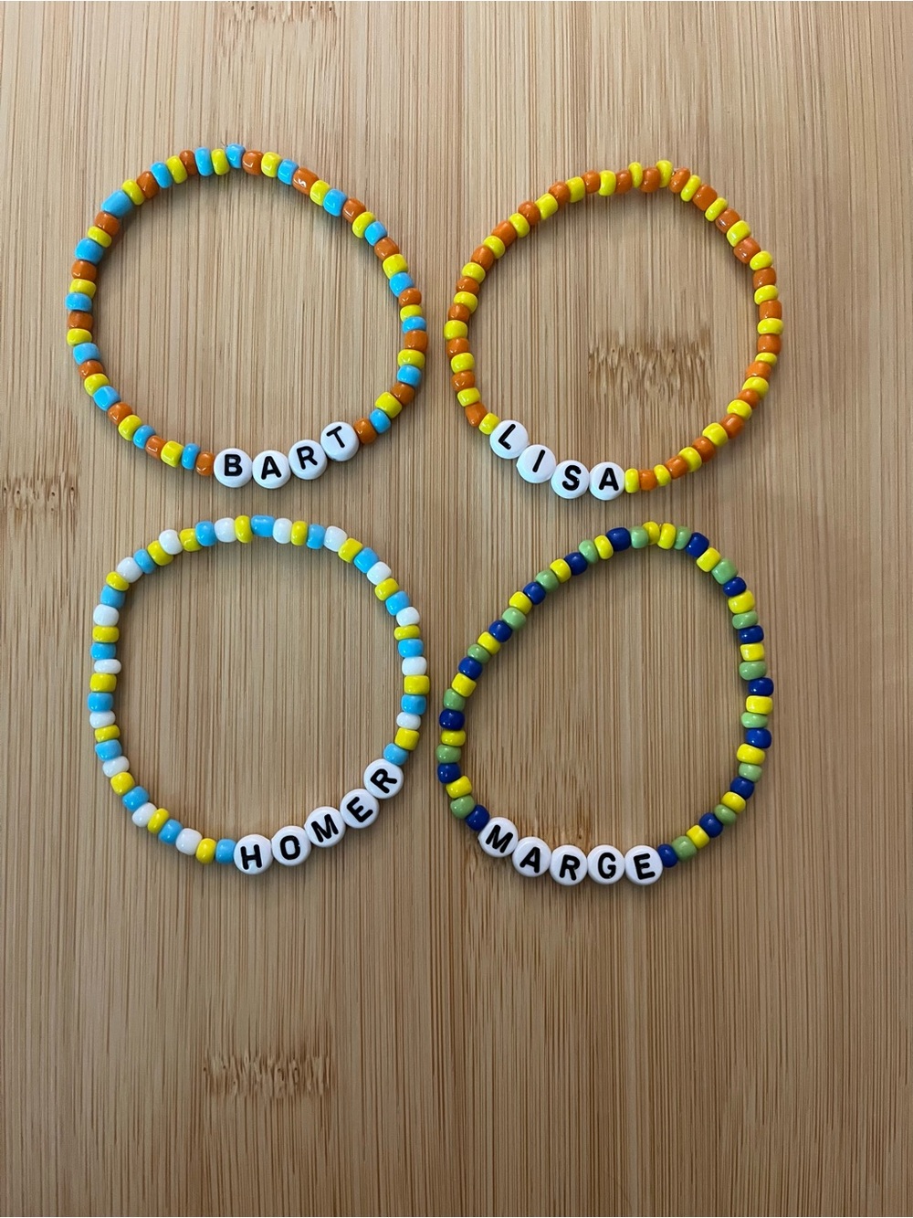 The Simpsons Inspired Bracelets Set of four (4) Homer Marge Bart Lisa